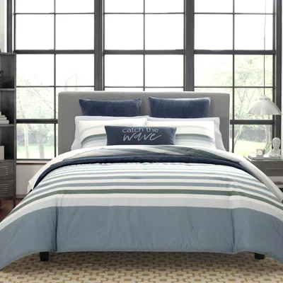 Nautica Lansier Comforter & Sham Set In Grey In Blue