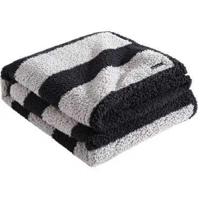 Nautica Lawndale Faux Shearling Throw Blanket In Black