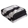 Nautica Lawndale Grey Striped Faux Shearling Throw Blanket