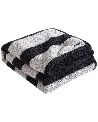 Nautica Lawndale Sherpa Reversible Throw Blanket In Black