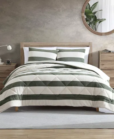 Nautica Lawndale Twill Plush 3-pc. Comforter Set, Full/queen In Almond,fern Green