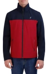 Nautica Lightweight Stretch Water Resistant Golf Jacket In Red/ Navy