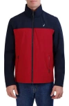 Nautica Lightweight Stretch Water Resistant Golf Jacket In Red/navy