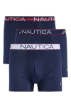Nautica Limited Edition 4-pack Microfiber Stretch Trunks In Peacoat W/ Assorted Waistbands