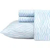 Nautica Lineary Waves Print Microfiber Sheet Set In Blue