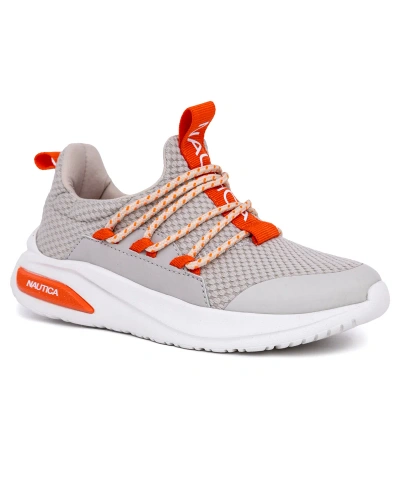 Nautica Kids' Little And Big Boys Swimm Athletic Sneakers In Bone/ Orange