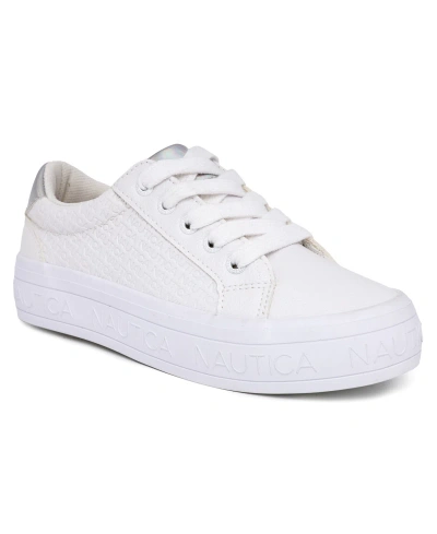 Nautica Kids' Little And Big Girls Dulcie Casual Sneakers In White Iridescent