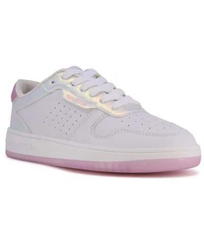 Nautica Kids' Little And Big Girls Stafford Casual Sneakers In White,pink