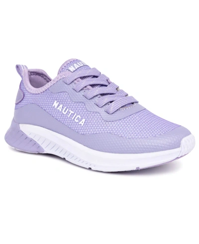Nautica Kids' Little And Big Girls Tupple Athletic Sneakers In Lilac Glitter/ White