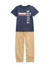 Nautica Little Boy's 2-piece Logo Tee & Pants Set In Navy Multi