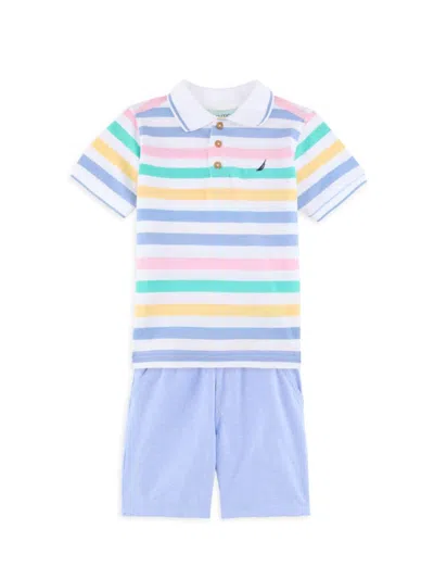 Nautica Kids' Little Boy's 2-piece Striped Polo Shirt & Shorts Set In Multi