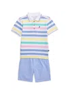 Nautica Little Boy's 2-piece Striped Polo T-shirt & Shorts Set In Blue Multi