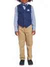 Nautica Toddler And Little Boys Windowpane Duo Vest, 4-piece Set In Blue Multi