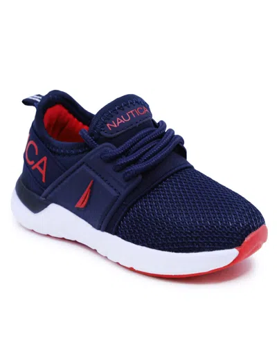 Nautica Kids' Little Boys Lace-up Athletic Sneaker In Navy White
