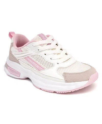 Nautica Kids' Little Girls Jalto Athletic Sneaker In White,iri,pink,grey