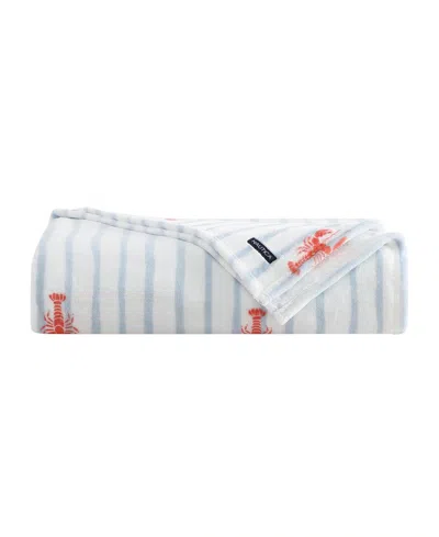 Nautica Lobster Watercolor Stripes Plush Blanket, Full/queen In Multi