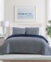 Nautica Lockridge Reversible 3-pc. Quilt Set, King In Navy,white