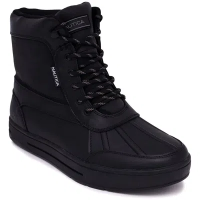 Nautica Lockview Duck Bot Mens Lace-up Man Made Winter & Snow Boots In Black