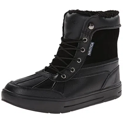Nautica Lockview Mens Leather Fleece Lined Casual Boots In Black