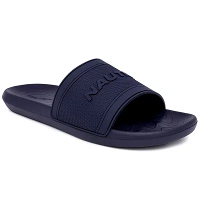 Nautica Logo Slide Sandal In Blue