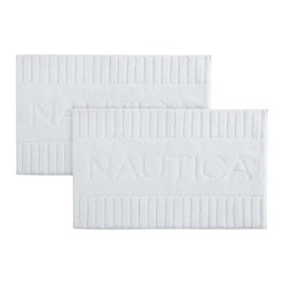 NAUTICA LOGO WHITE BATH RUG SET