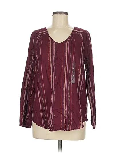 Pre-owned Nautica Long Sleeve Blouse In Burgundy