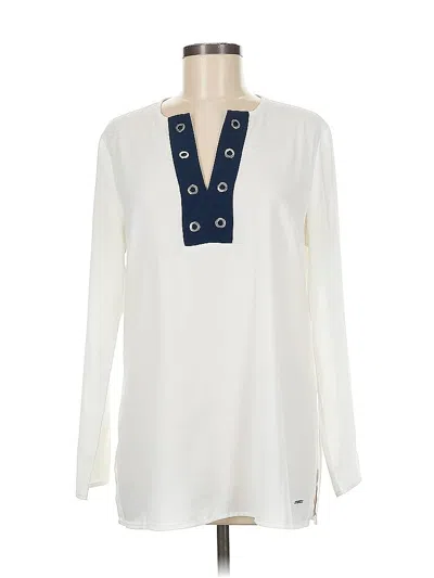 Pre-owned Nautica Long Sleeve Blouse In White