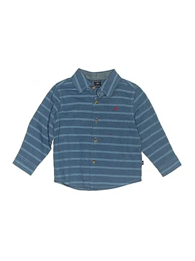 Pre-owned Nautica Kids' Long Sleeve Button Down Shirt In Blue