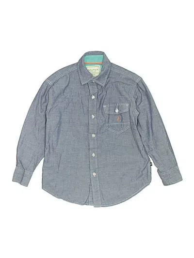 Pre-owned Nautica Kids' Long Sleeve Button Down Shirt In Blue