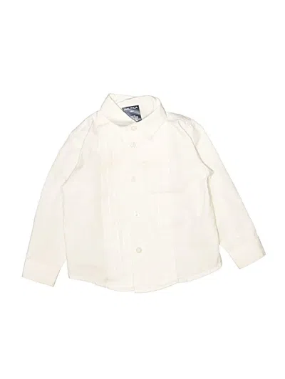 Pre-owned Nautica Kids' Long Sleeve Button Down Shirt In Ivory