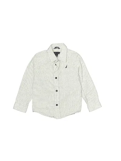 Pre-owned Nautica Kids' Long Sleeve Button Down Shirt In White