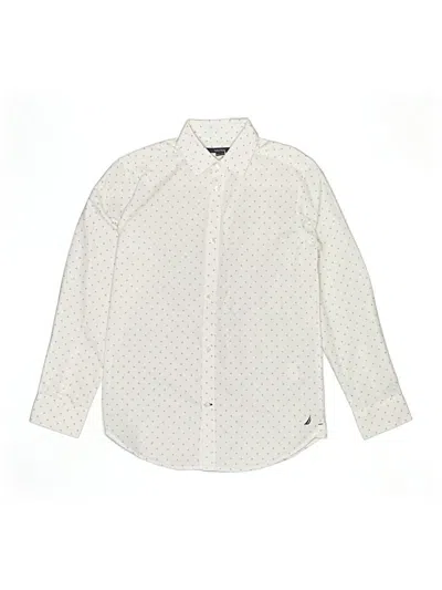 Pre-owned Nautica Kids' Long Sleeve Button Down Shirt In White