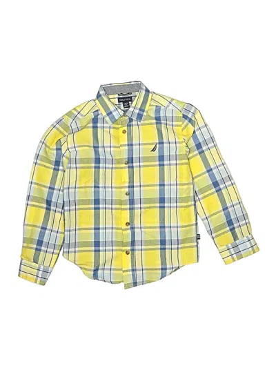 Pre-owned Nautica Kids' Long Sleeve Button Down Shirt In Yellow