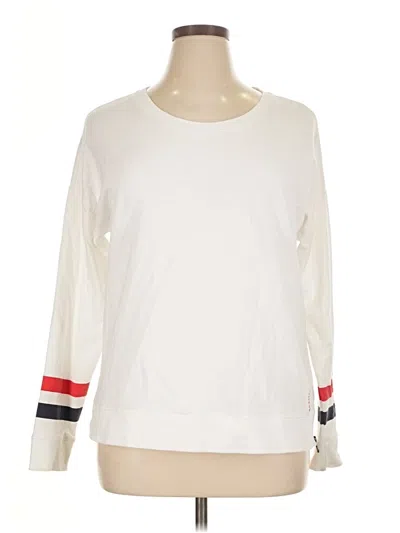 Pre-owned Nautica Long Sleeve Top Ivory Crew Neck Tops In White