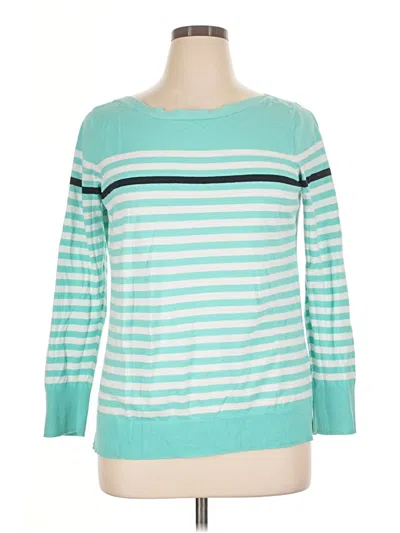 Pre-owned Nautica Long Sleeve Top Teal Boatneck Tops