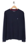 Nautica Long Sleeve Waffle Knit Pajama T-shirt In Blue