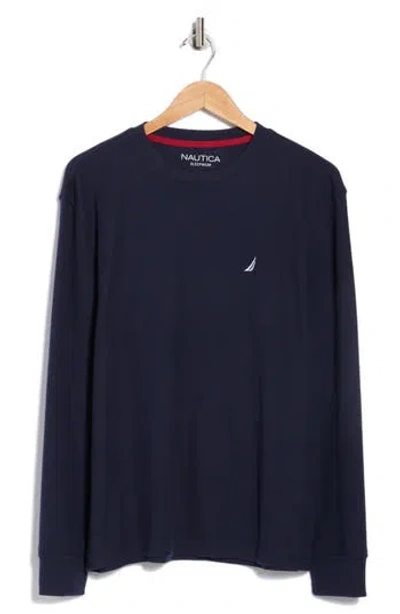 Nautica Long Sleeve Waffle Knit Pajama T-shirt In Blue