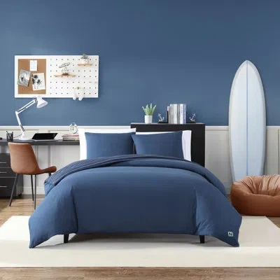 Nautica Longdale Solid Reversible Duvet Cover Set In Blue;navy