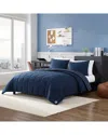Nautica Longdale Solid Soft Microfiber Comforter Bedding Set In Blue
