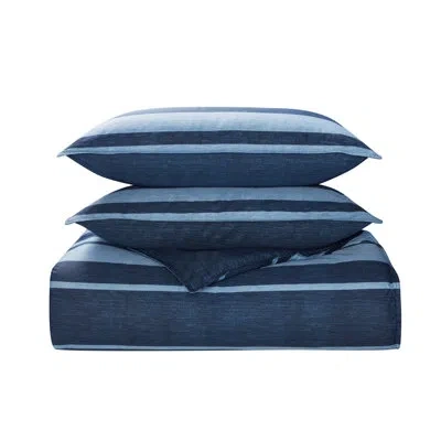 Nautica Longpoint Navy Reversible Cotton Comforter Set In Blue;navy