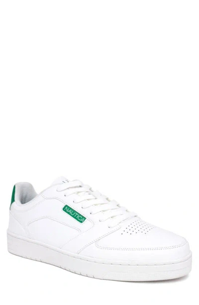Nautica Low Top Sneaker In White/green
