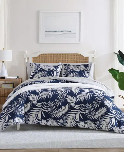 Nautica Marina Leaf Reversible 3-pc. Comforter Set, King In White,navy