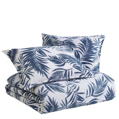 Nautica Marina Leaf Reversible Comforter Set In Navy