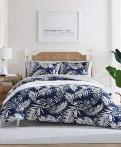 Nautica Marina Leaf Reversible Comforter Set In White,navy