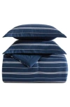 Nautica Mariners Line Microfiber Comforter Set In Blue