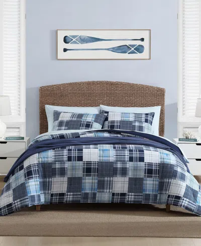 Nautica Mason Patchwork 3 Piece Comforter Set, King In Captain's Blue,green