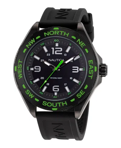 Nautica Men's Analog Black Silicone Watch, 48mm