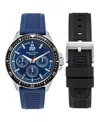 Nautica Men's Analog Blue Silicone Watch Set, 46mm In Blue