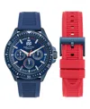 Nautica Men's Analog Blue Silicone Watch Set, 46mm In Blue