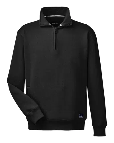 Nautica Men's Anchor Fleece Quarter-zip Sweatshirt In Black